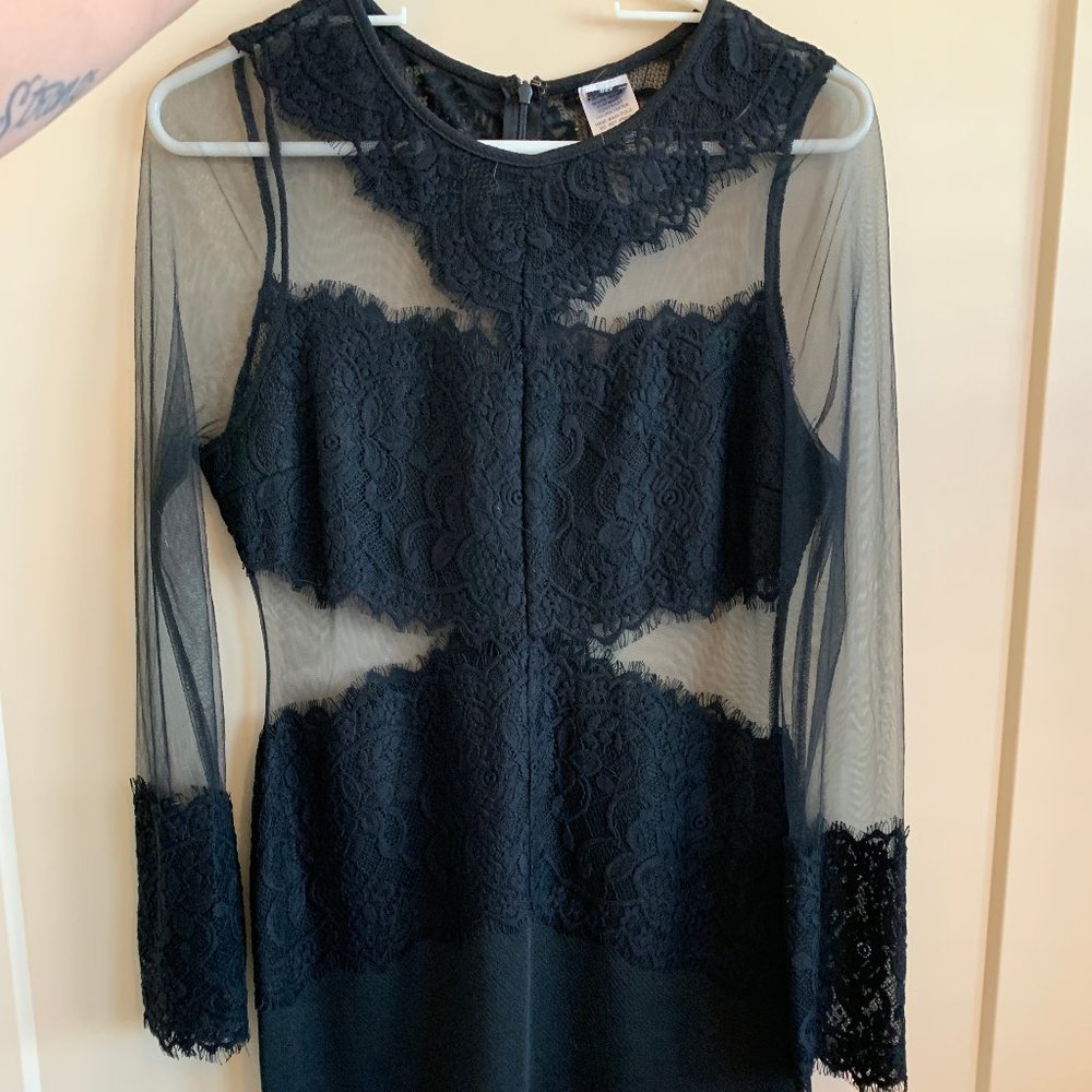 NWOT Black Sheer Lace Dress